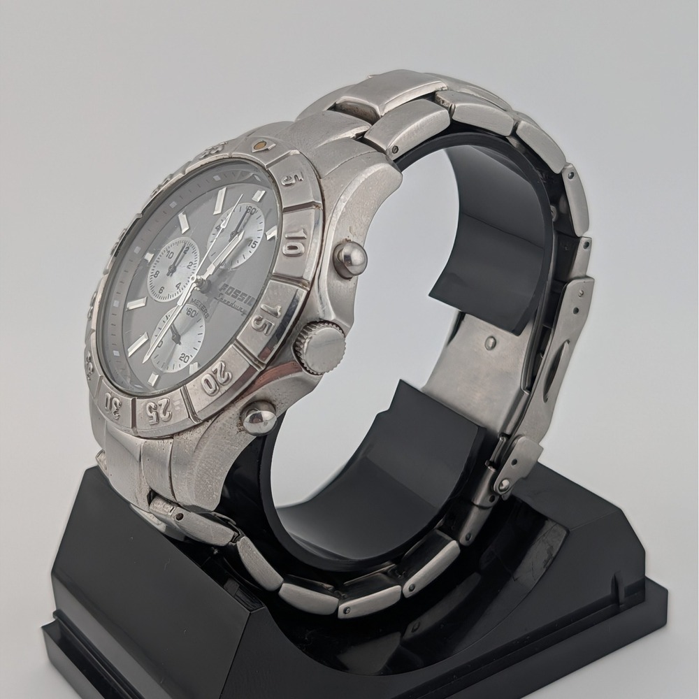 Fossil Speedway Chronograph Men's Watch Gray Dial Rotating Bezel 100M Date SS - Picture 6 of 11